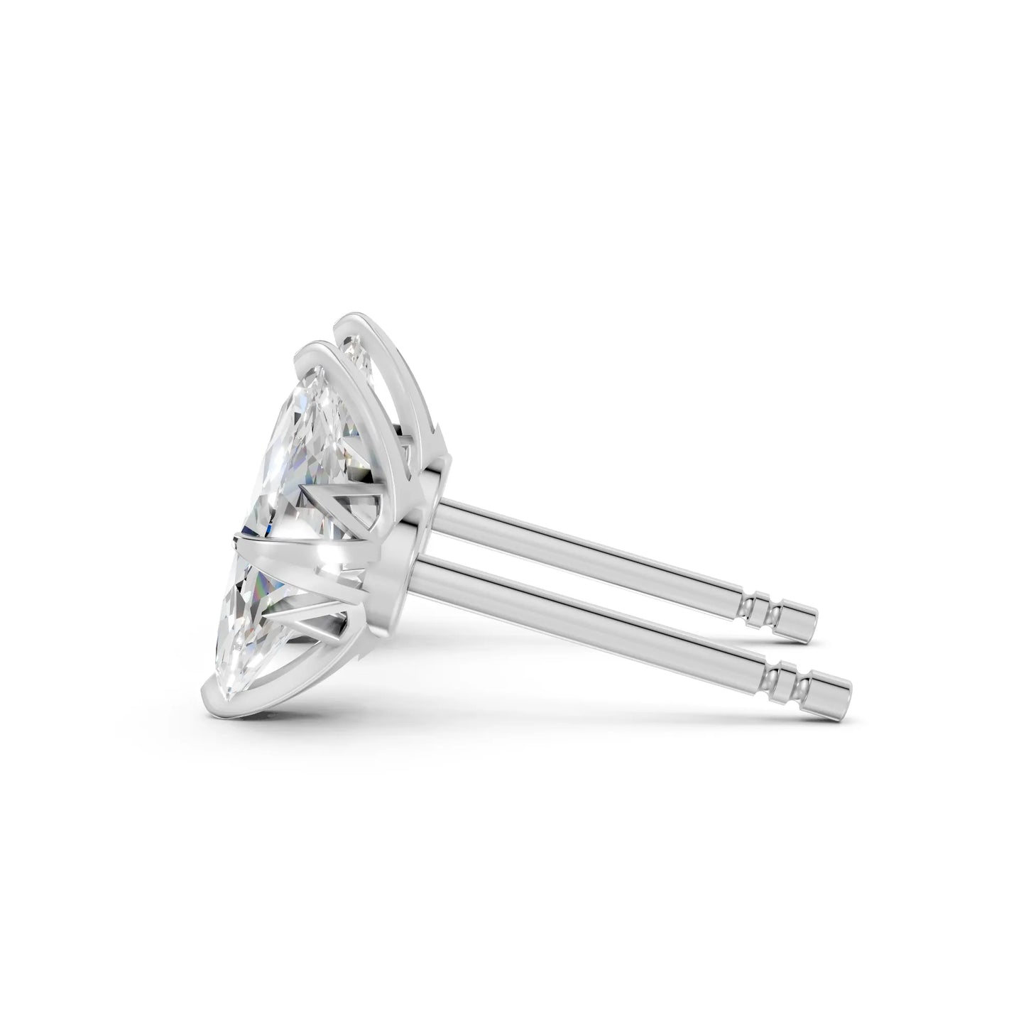 14K Gold Marquise Cut Diamond Basket Martini Stud Earring