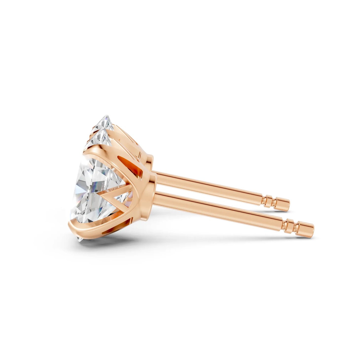 14K Gold Oval Cut Diamond Basket Martini Stud Earring