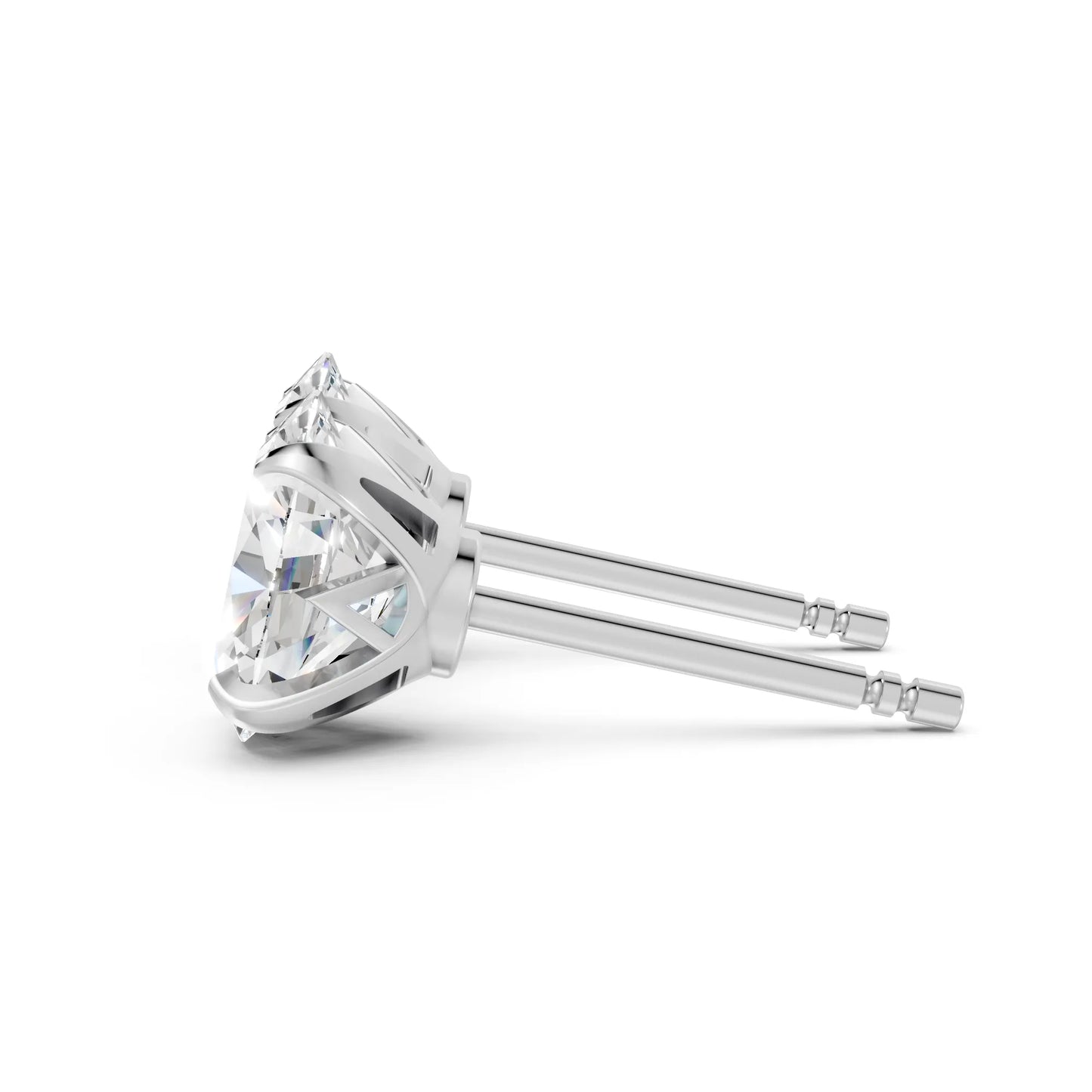 14K Gold Oval Cut Diamond Basket Martini Stud Earring