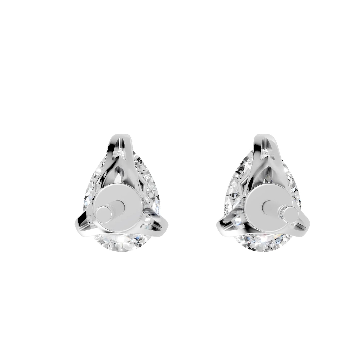 14K Gold Pear Cut Diamond Basket Martini Stud Earring
