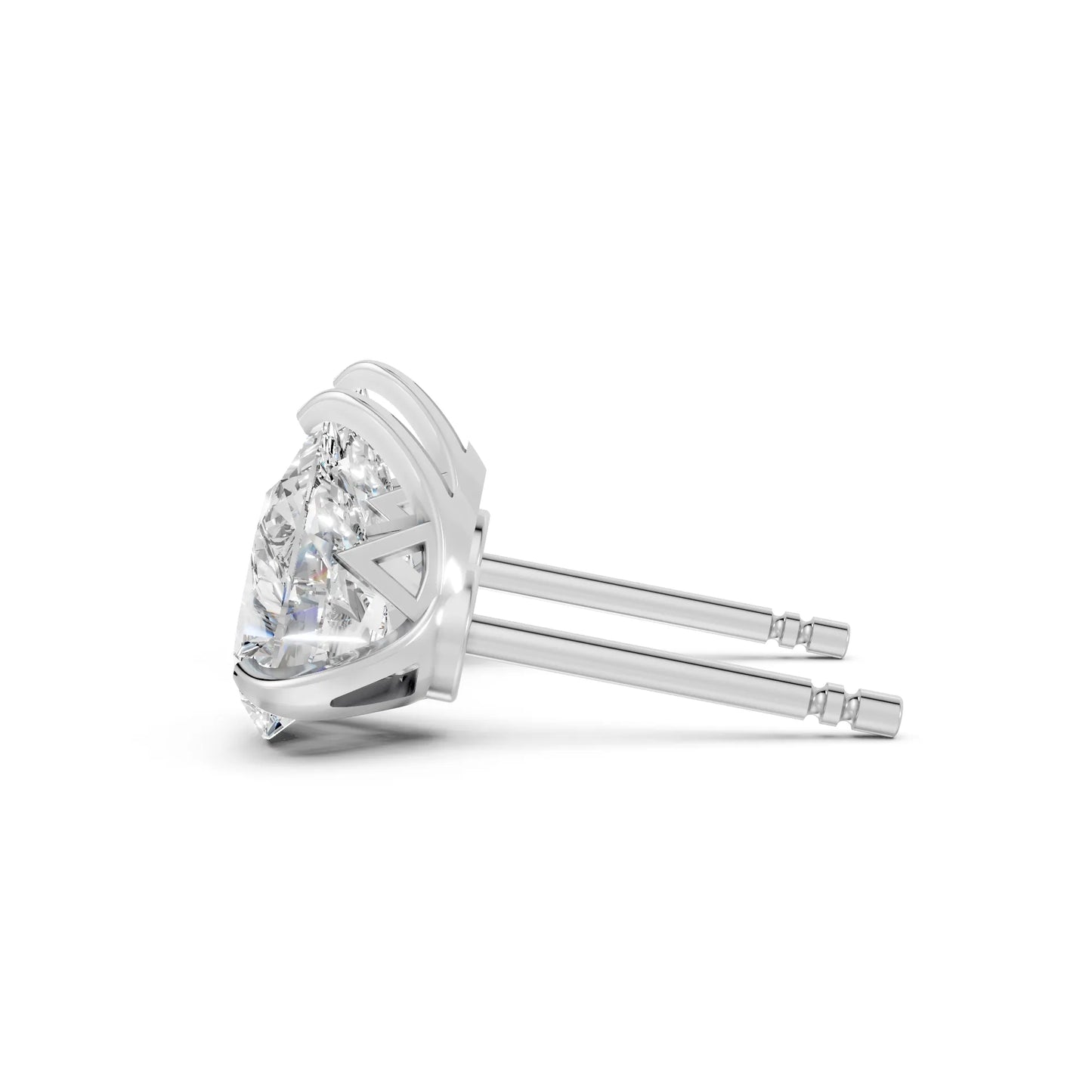 14K Gold Pear Cut Diamond Basket Martini Stud Earring