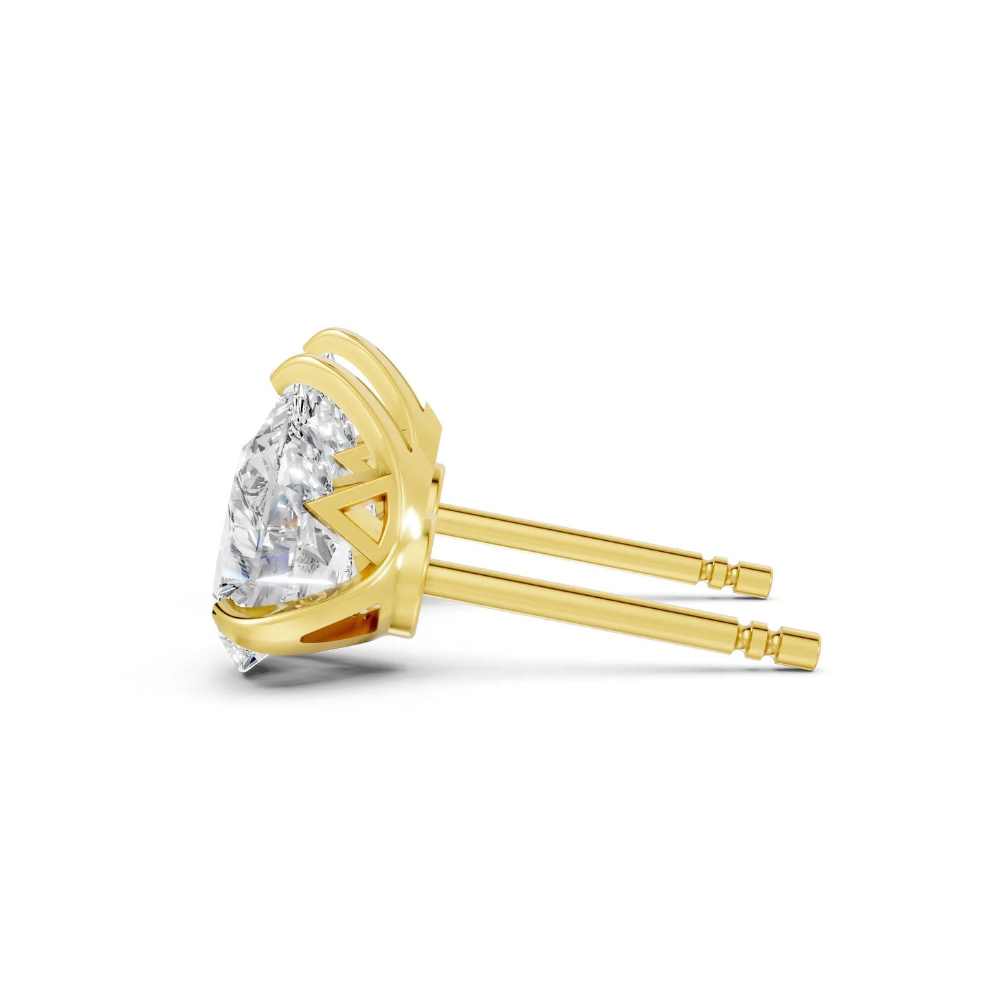 14K Gold Pear Cut Diamond Basket Martini Stud Earring