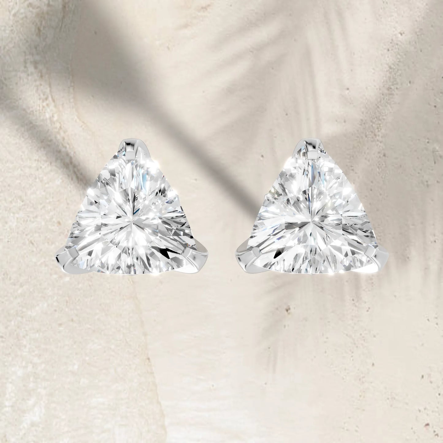 14K Gold Trillion Cut Diamond Basket Martini Stud Earring