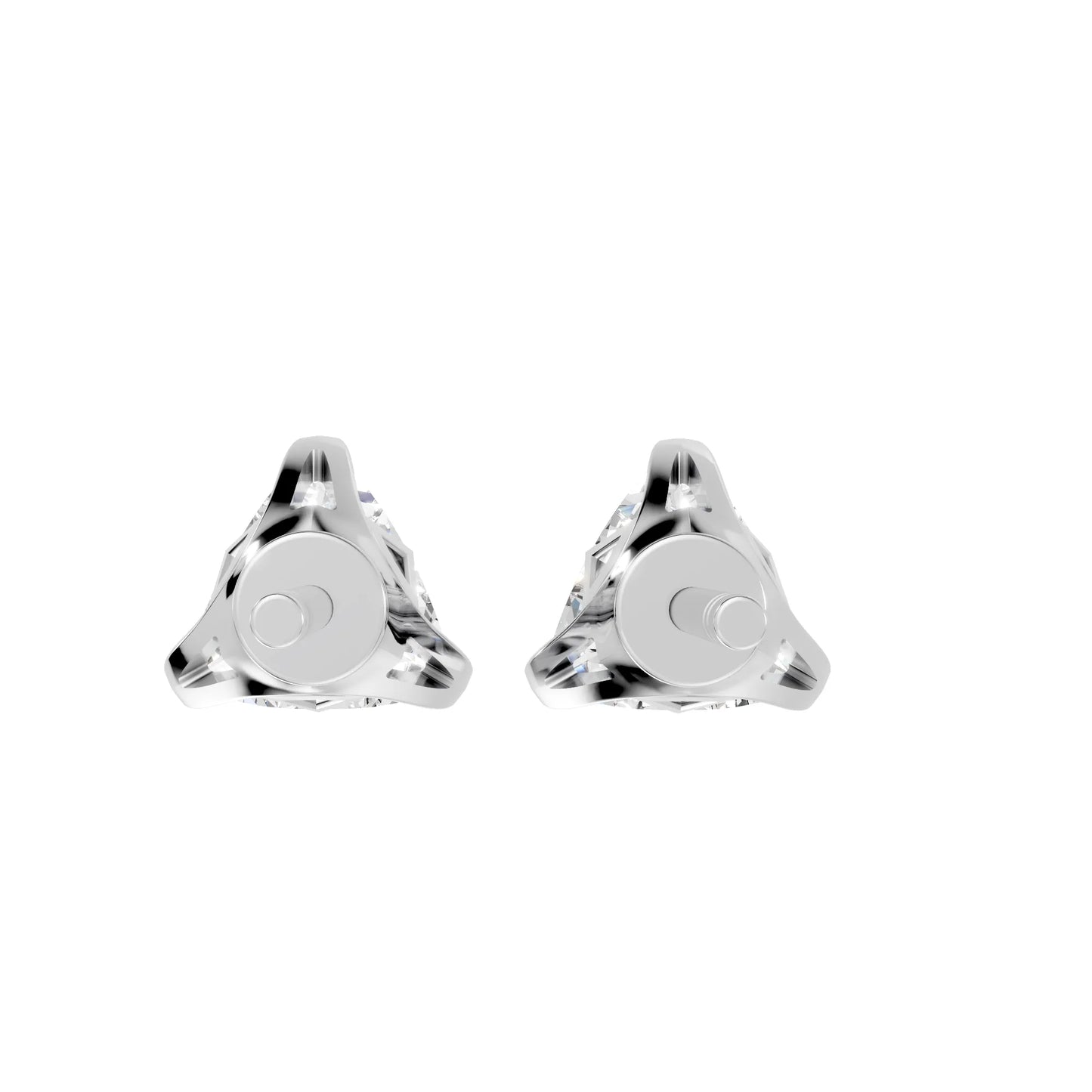 14K Gold Trillion Cut Diamond Basket Martini Stud Earring