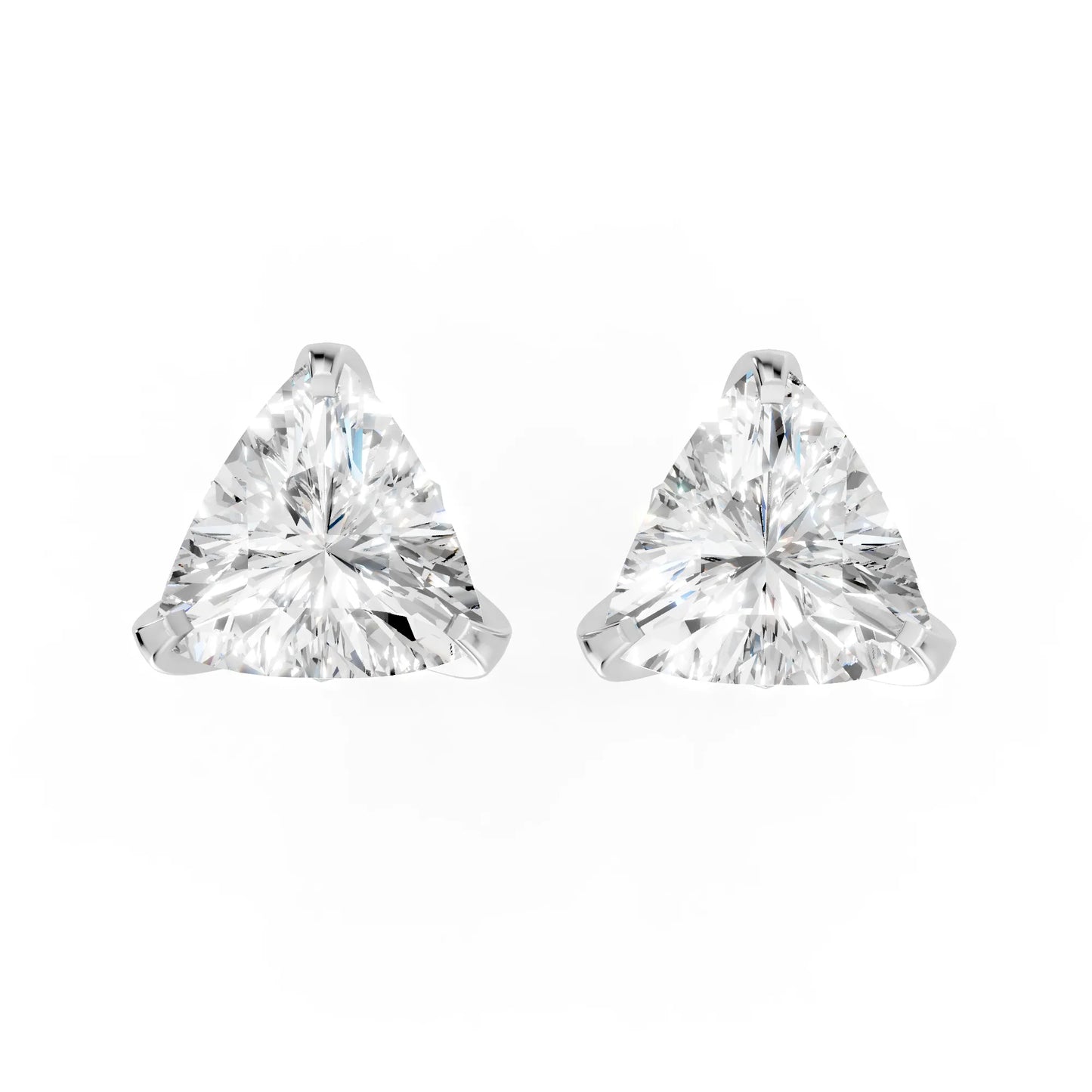 14K Gold Trillion Cut Diamond Basket Martini Stud Earring