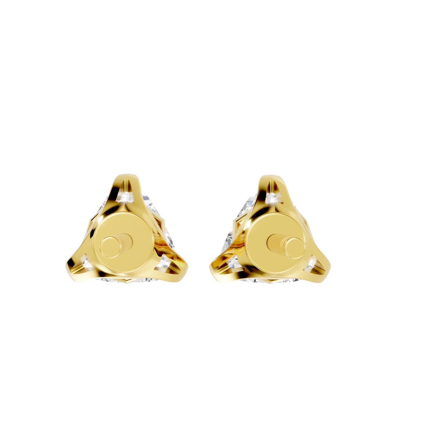 14K Gold Trillion Cut Diamond Basket Martini Stud Earring