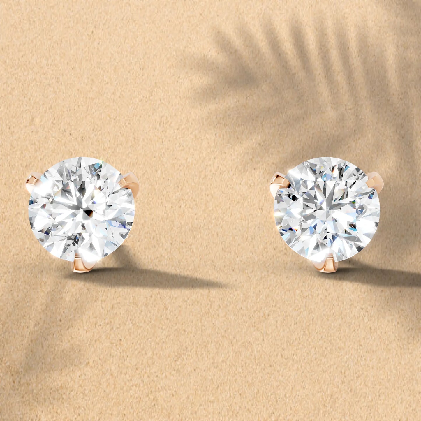 14K Gold Round Cut Diamond Basket Martini Stud Earring