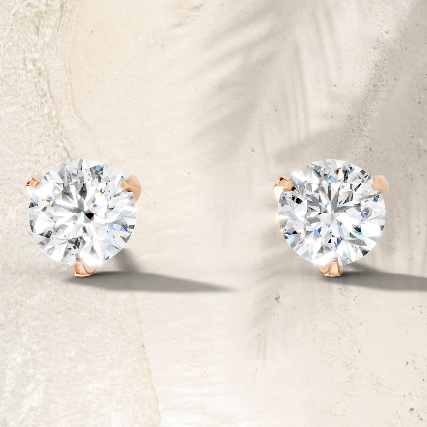 14K Gold Round Cut Diamond Basket Martini Stud Earring