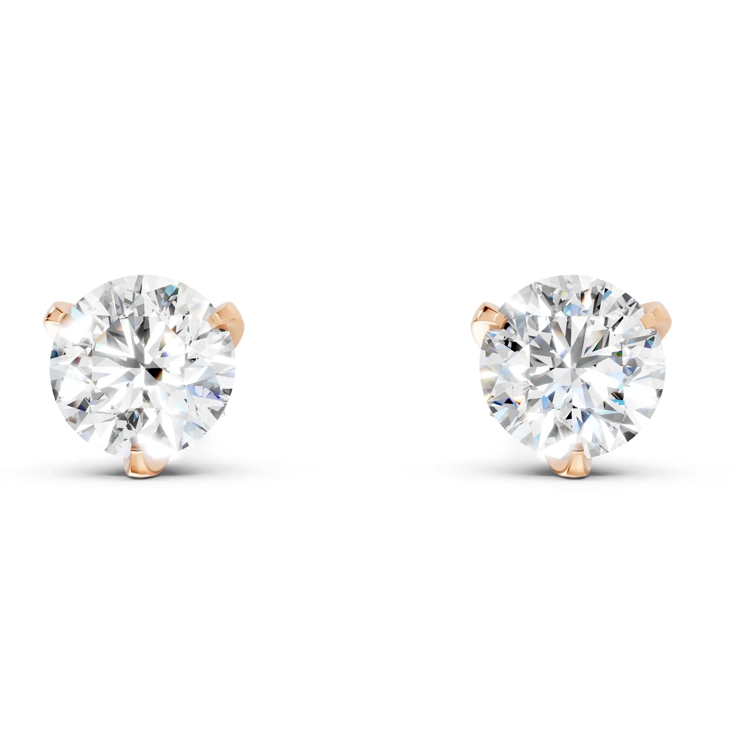 14K Gold Round Cut Diamond Basket Martini Stud Earring