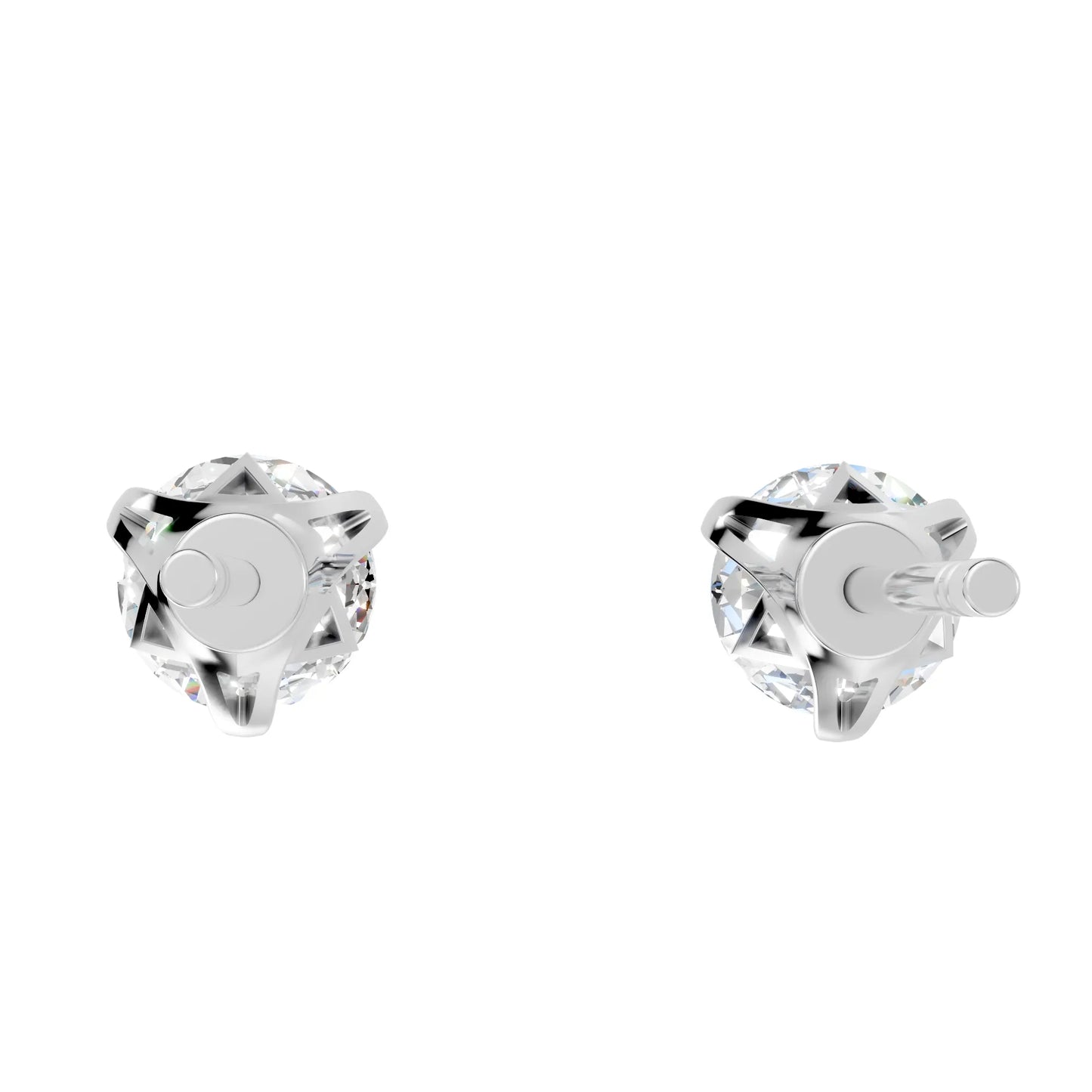 14K Gold Round Cut Diamond Basket Martini Stud Earring