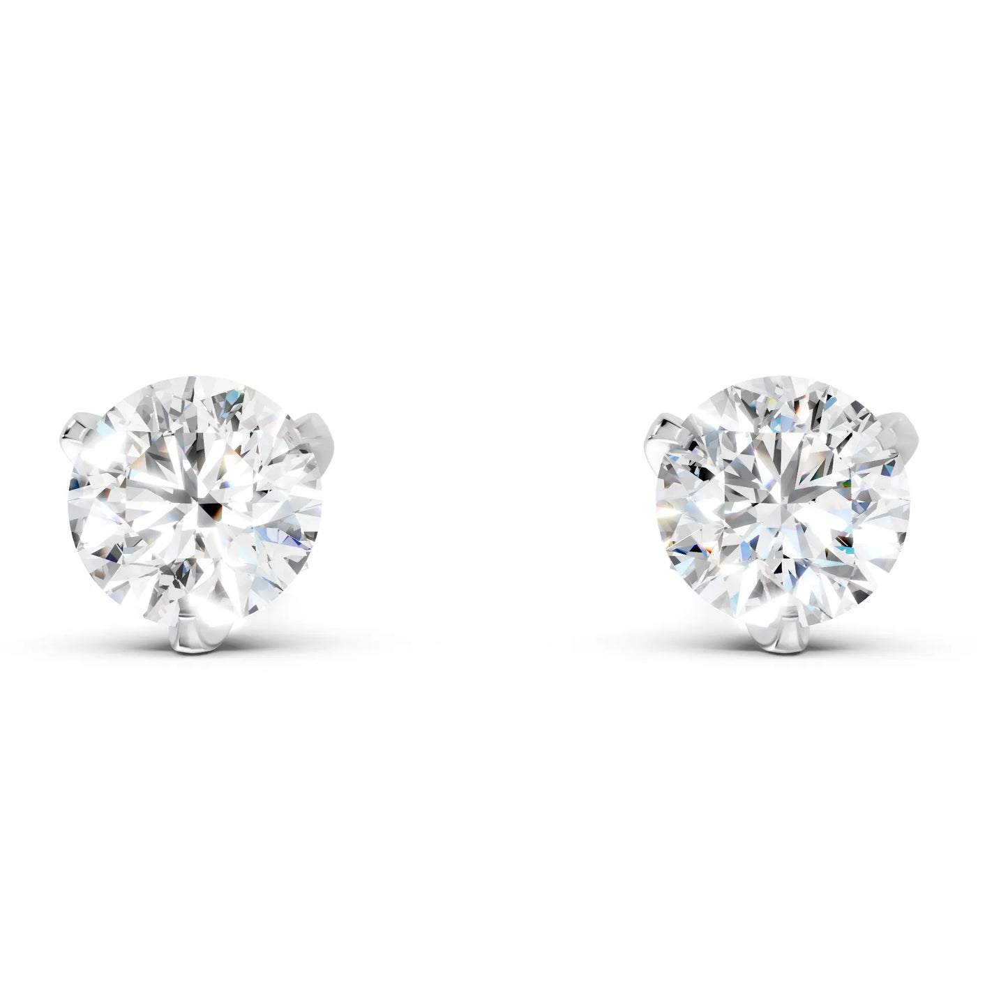 14K Gold Round Cut Diamond Basket Martini Stud Earring