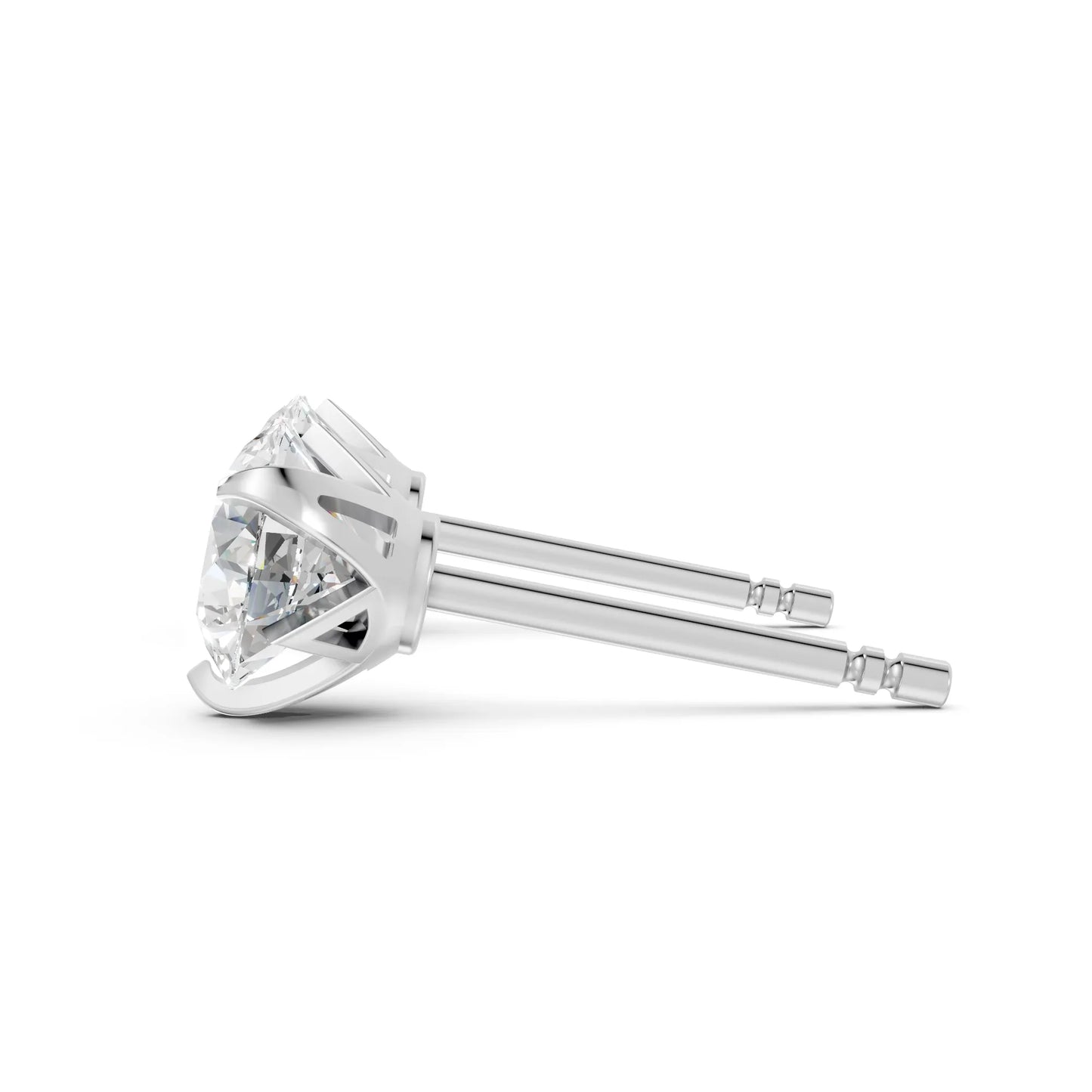 14K Gold Round Cut Diamond Basket Martini Stud Earring