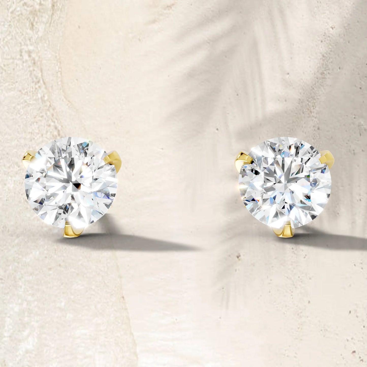 14K Gold Round Cut Diamond Basket Martini Stud Earring