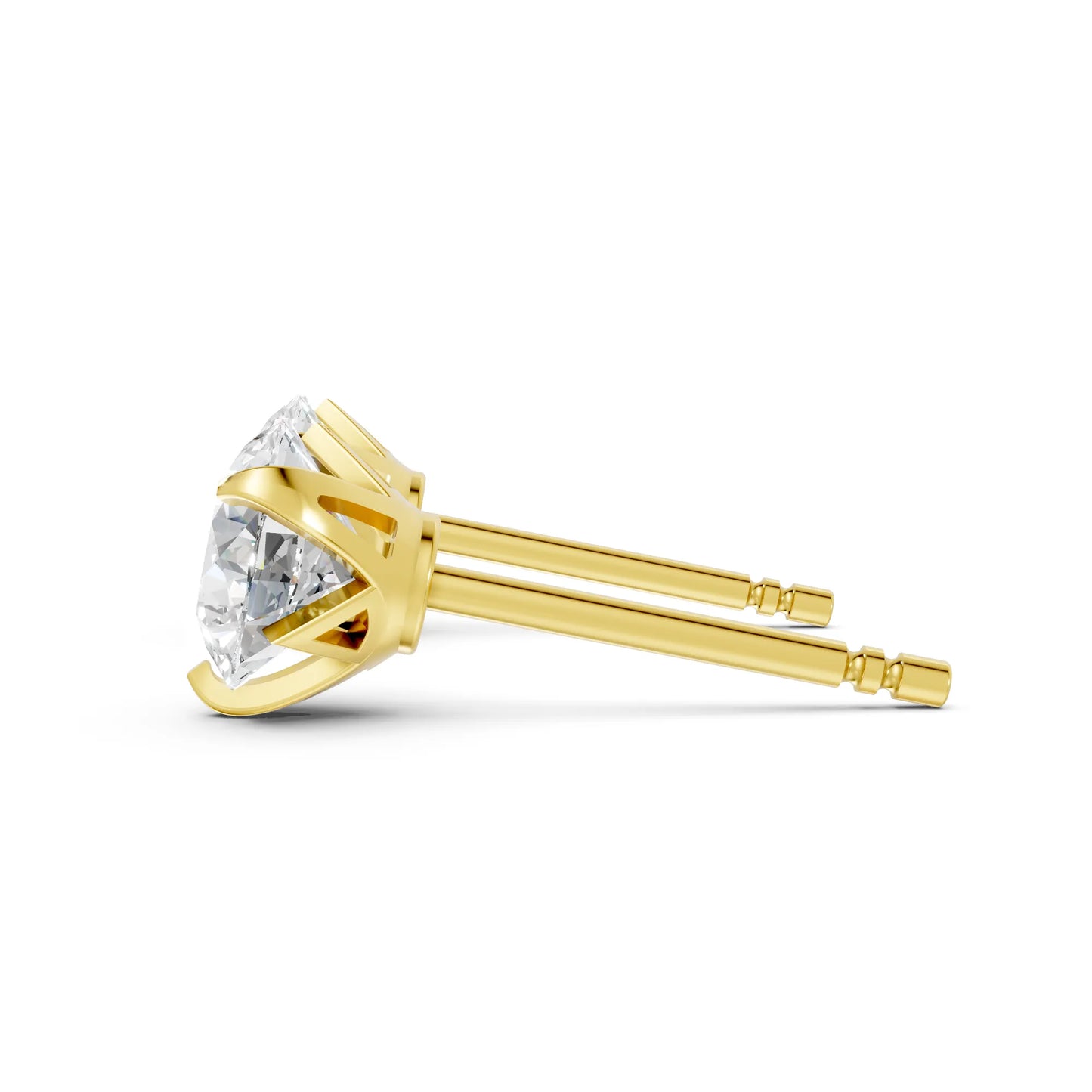 14K Gold Round Cut Diamond Basket Martini Stud Earring
