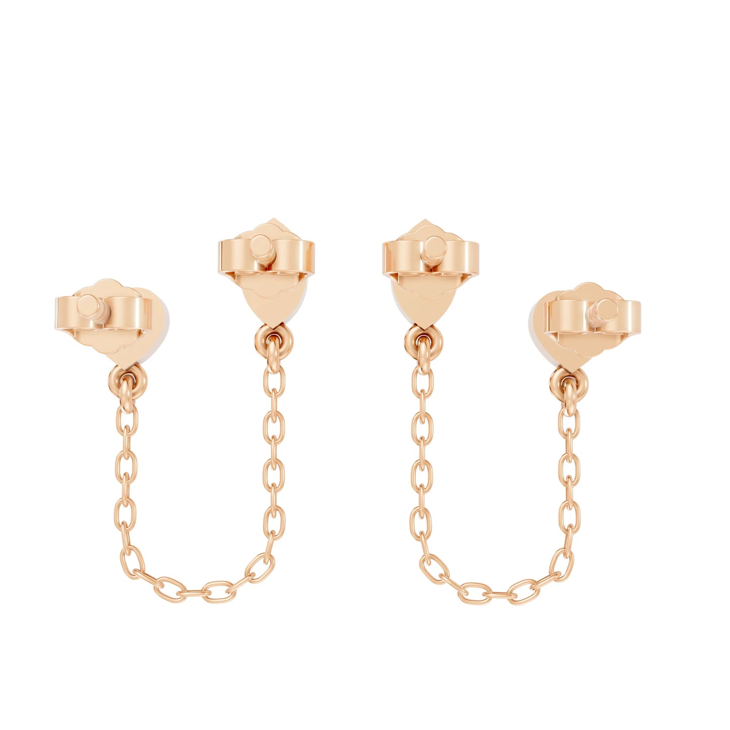 14K Gold Heart & Marquise Cut Diamond Chain Stud Earring