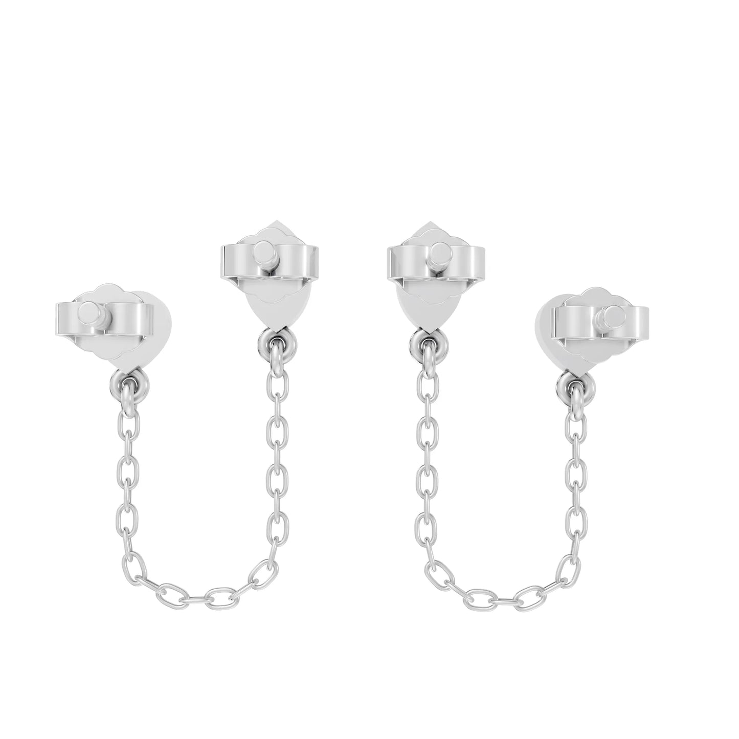 14K Gold Heart & Marquise Cut Diamond Chain Stud Earring