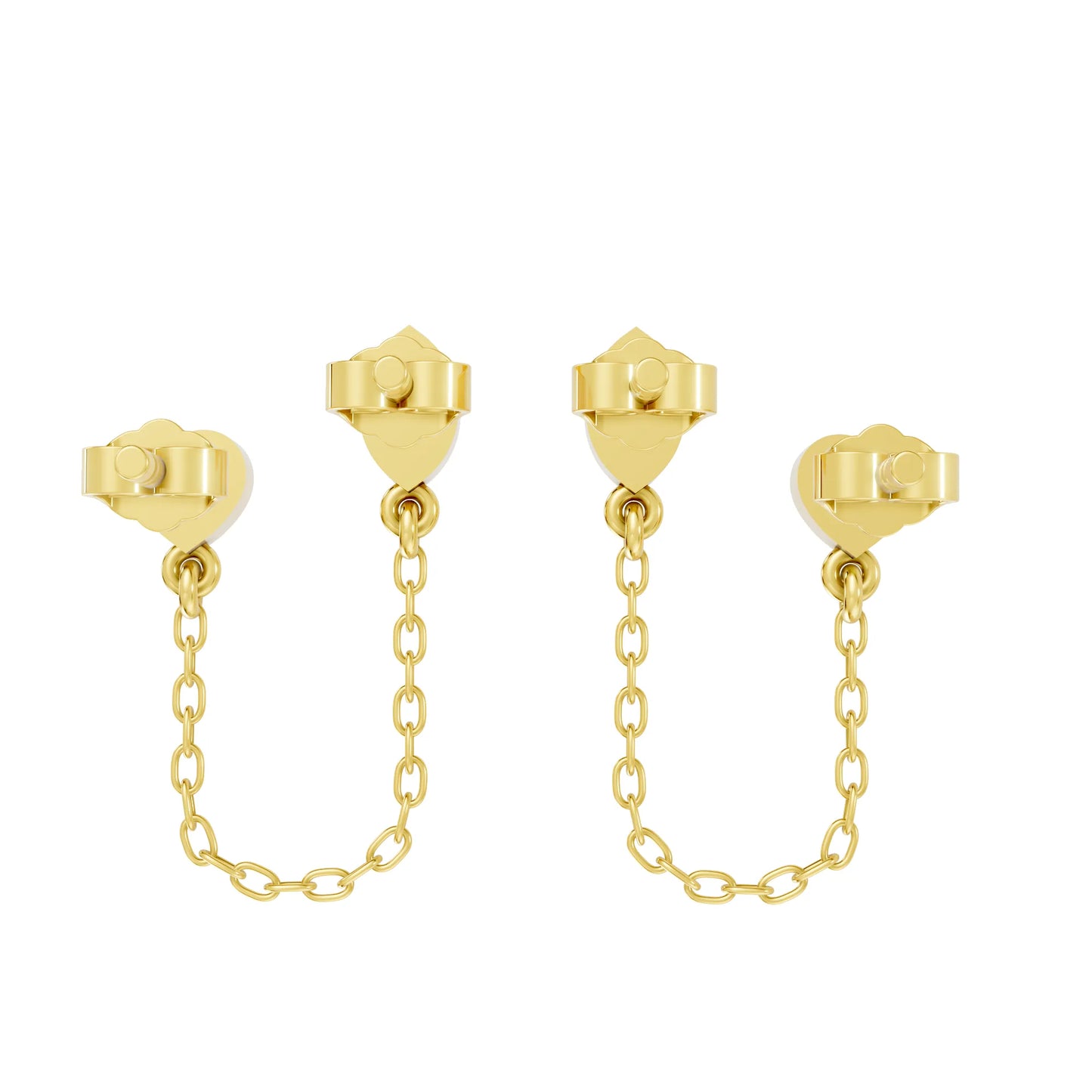 14K Gold Heart & Marquise Cut Diamond Chain Stud Earring