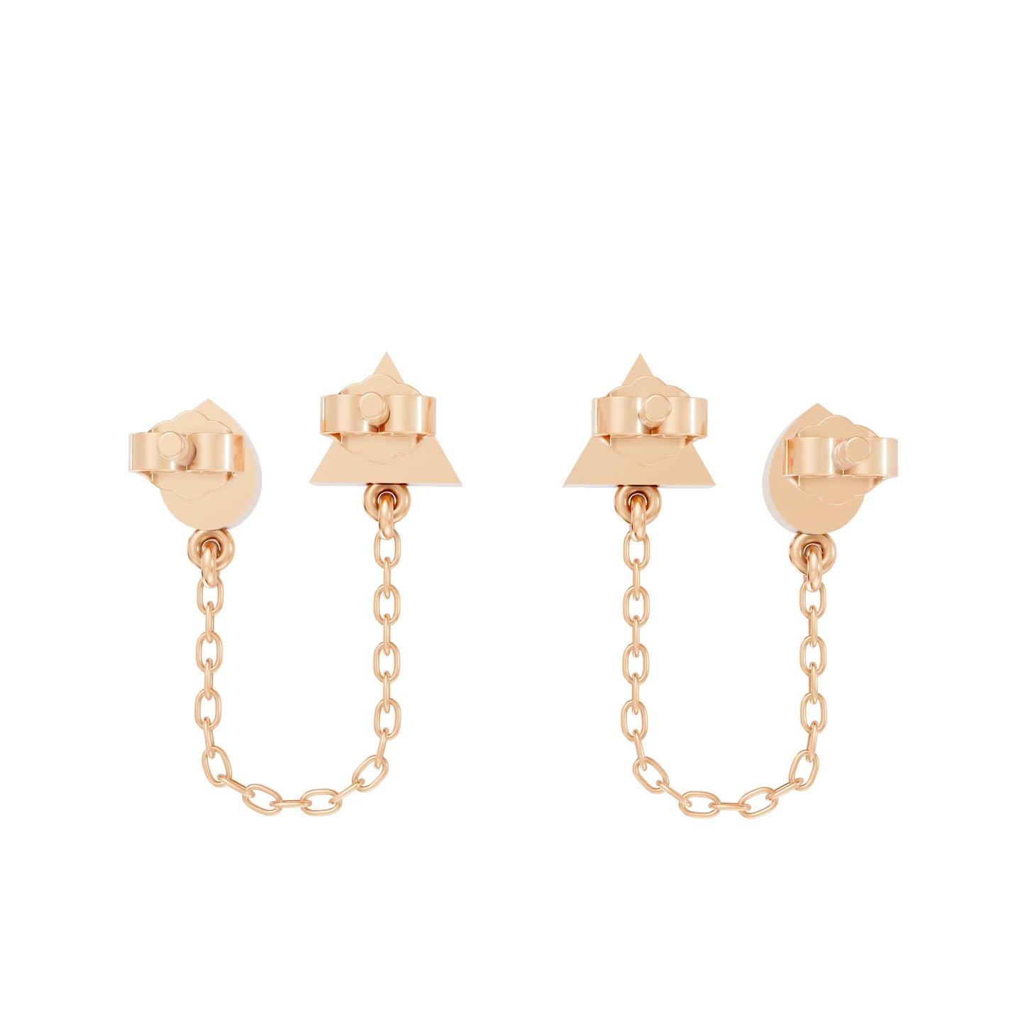 14K Gold Pear & Triangle Cut Diamond Chain Stud Earring