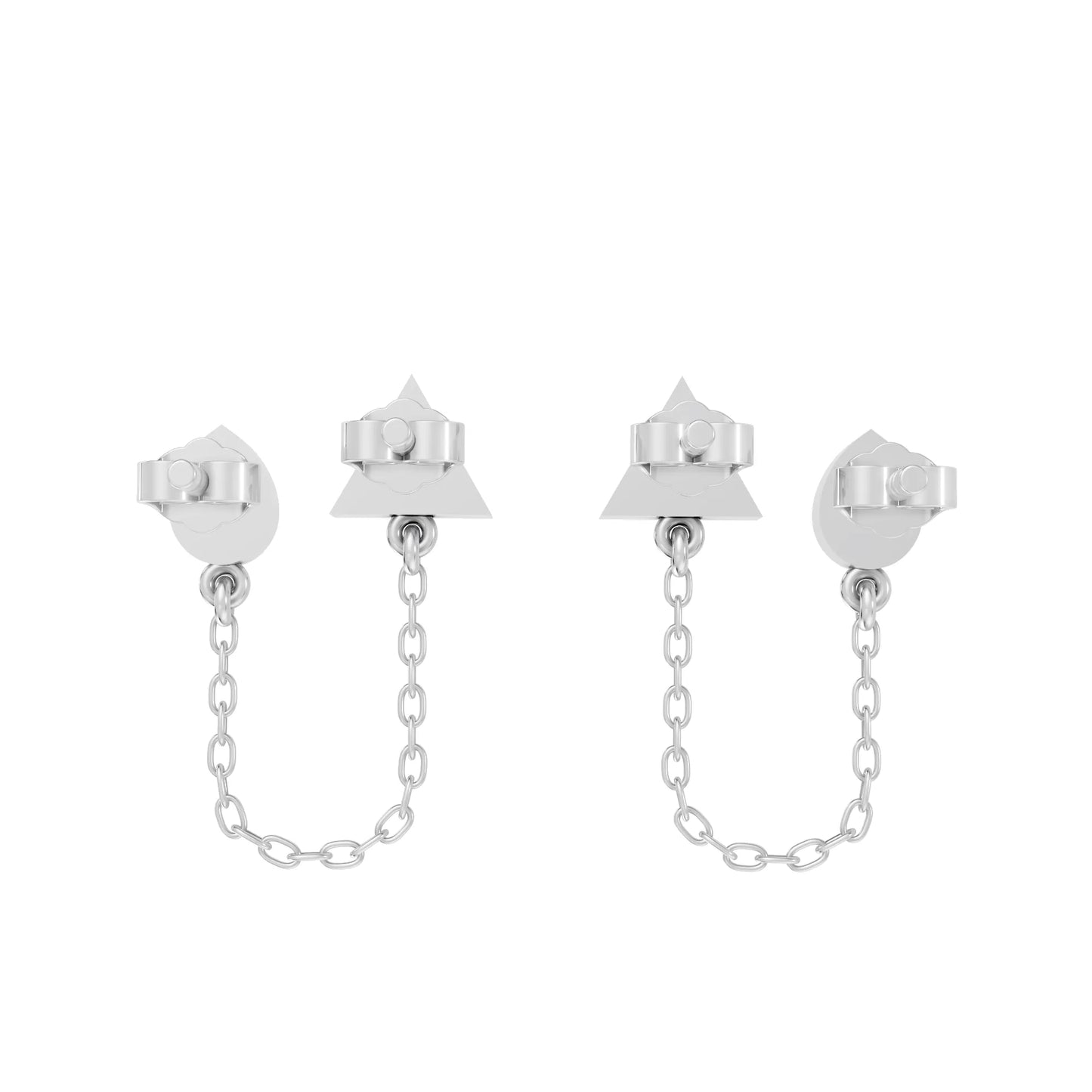 14K Gold Pear & Triangle Cut Diamond Chain Stud Earring