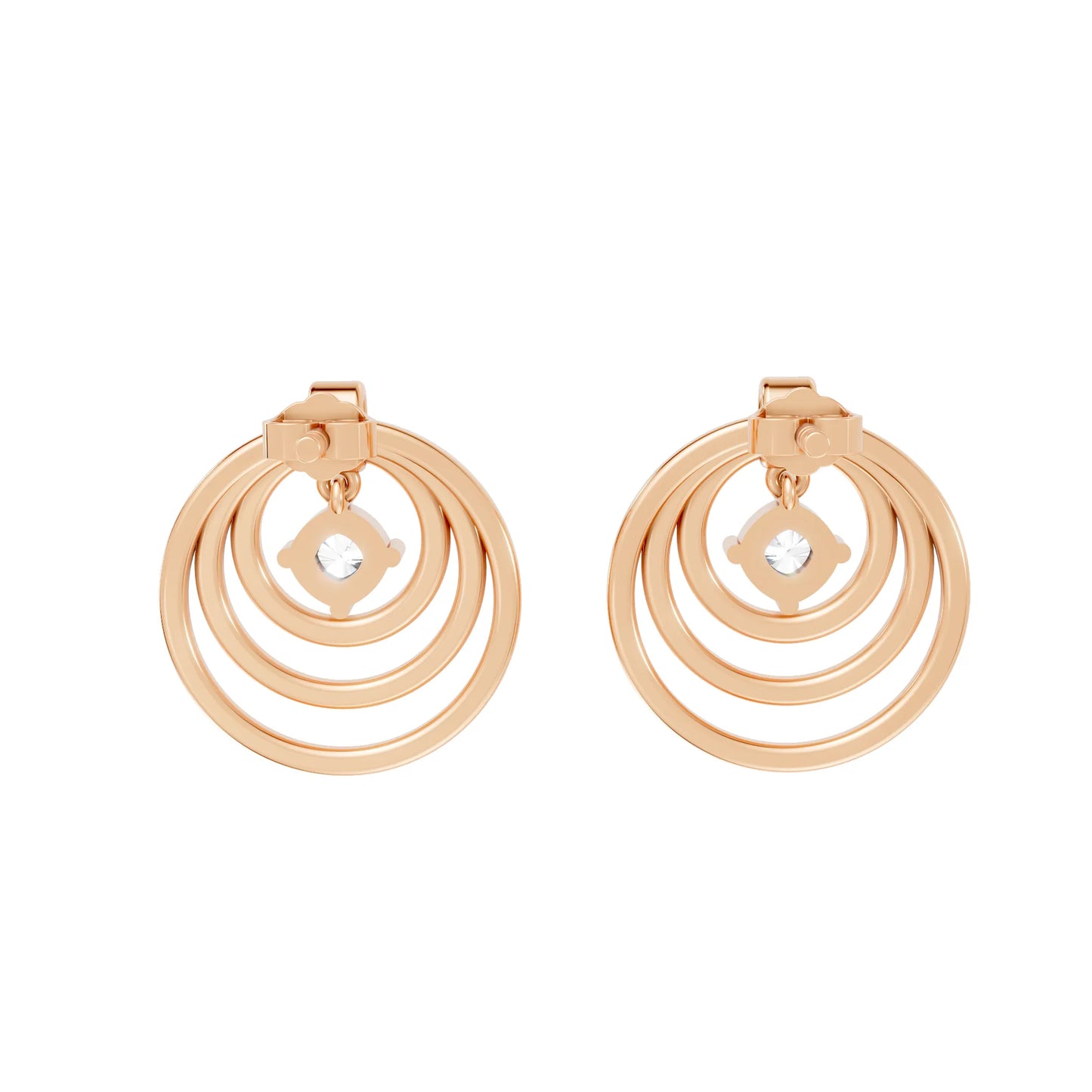 14K Gold Cushion Cut Diamond Multi Hoop Drop Earring