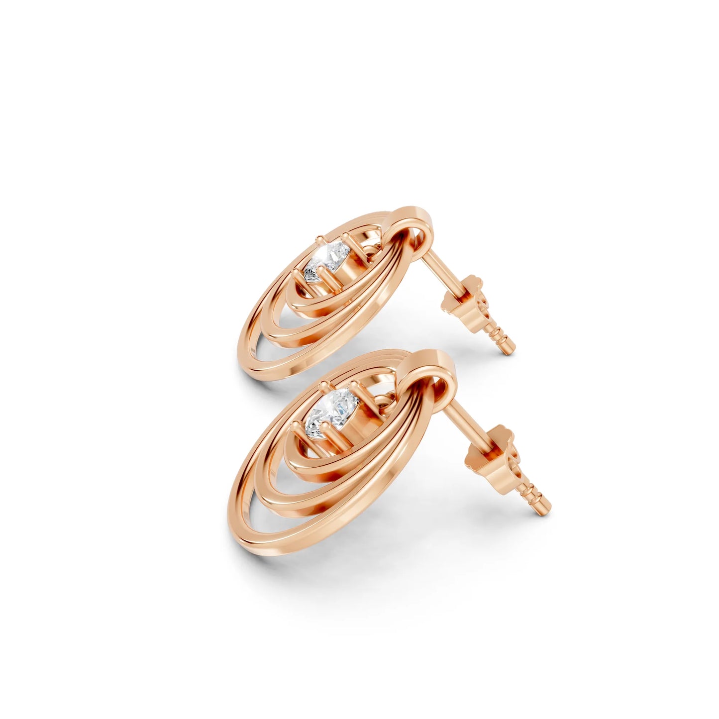 14K Gold Cushion Cut Diamond Multi Hoop Drop Earring