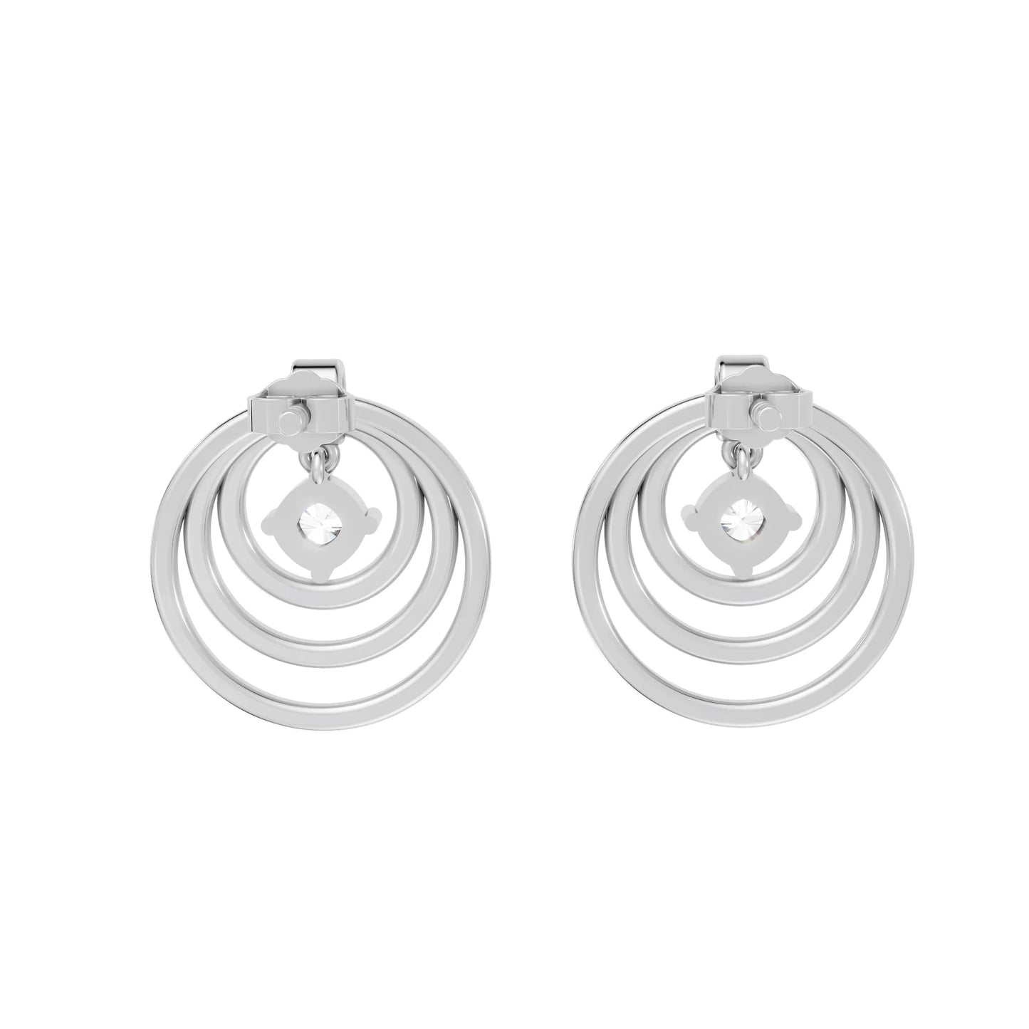 14K Gold Cushion Cut Diamond Multi Hoop Drop Earring
