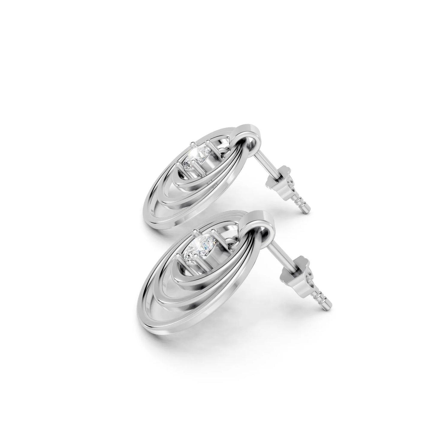 14K Gold Cushion Cut Diamond Multi Hoop Drop Earring