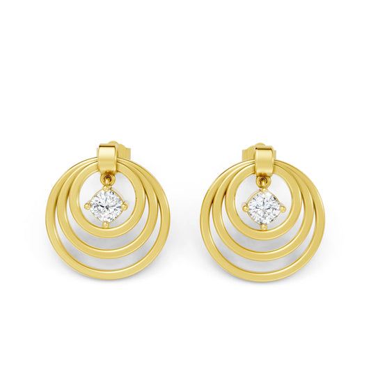14K Gold Cushion Cut Diamond Multi Hoop Drop Earring