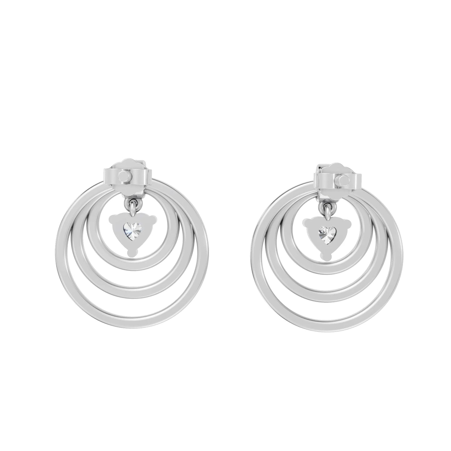 14K Gold Heart Cut Diamond Multi Hoop Drop Earring