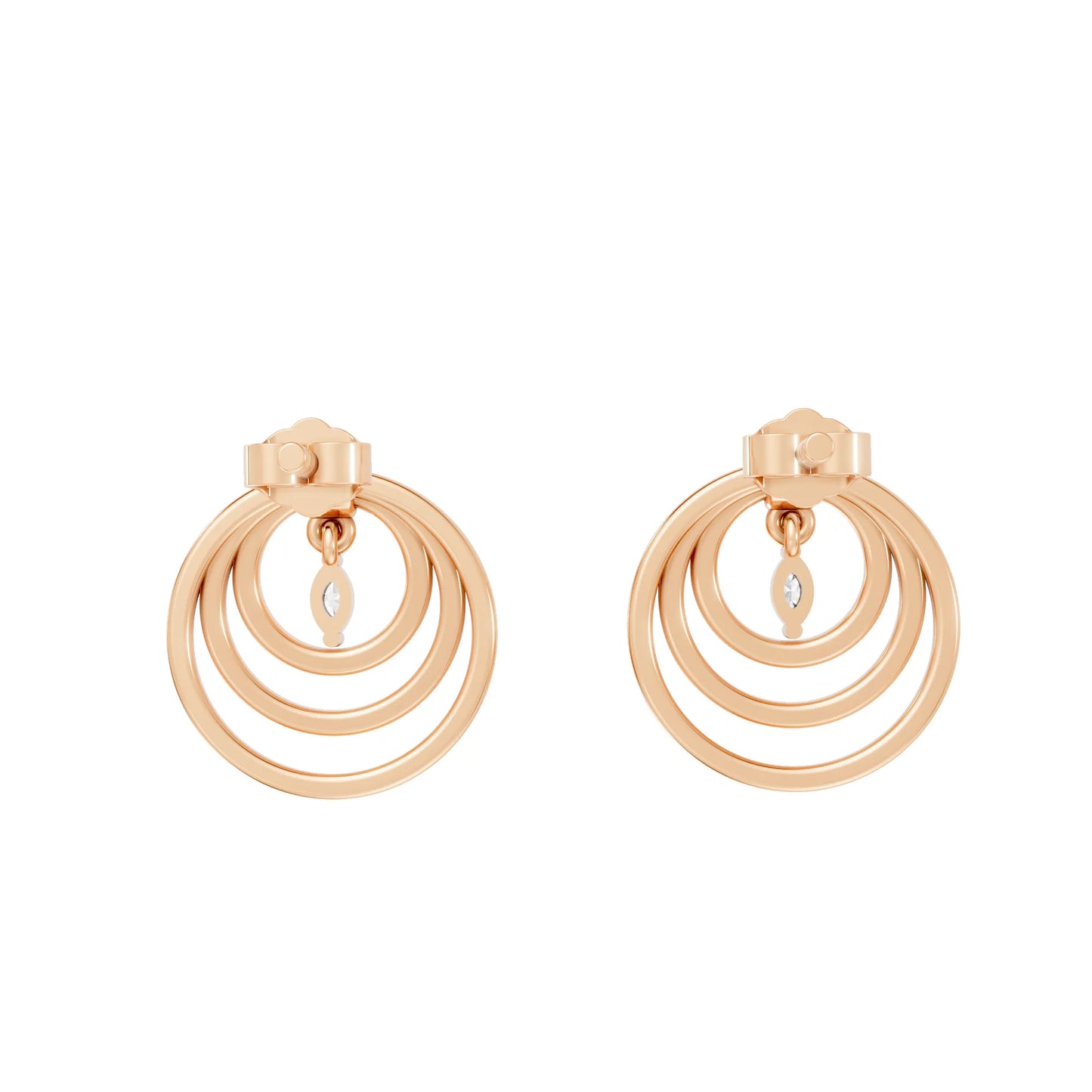 14K Gold Marquise Cut Diamond Multi Hoop Drop Earring