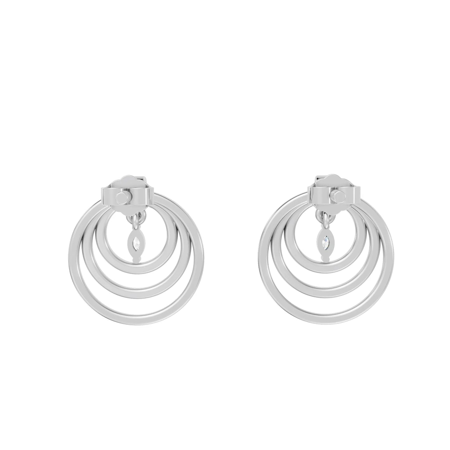14K Gold Marquise Cut Diamond Multi Hoop Drop Earring