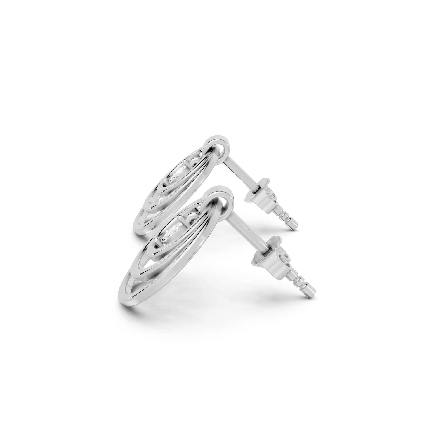14K Gold Marquise Cut Diamond Multi Hoop Drop Earring