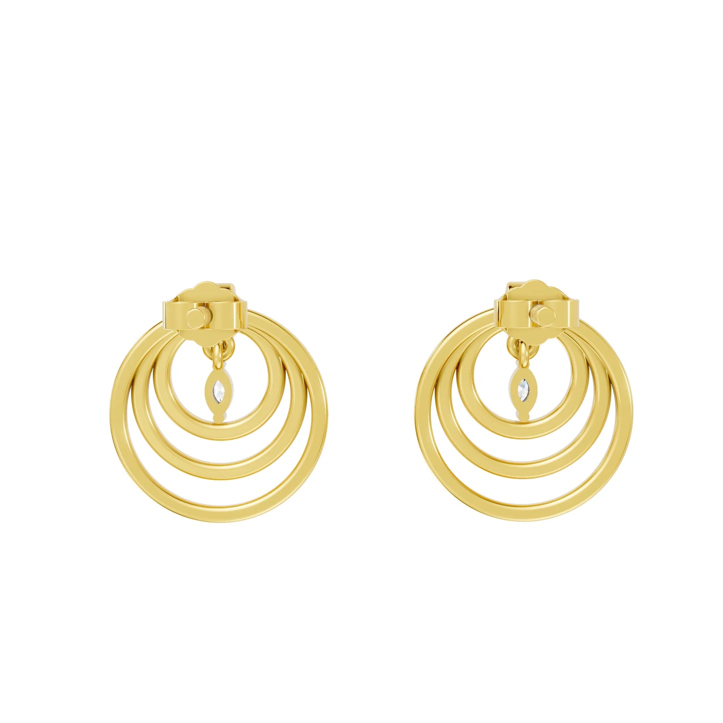 14K Gold Marquise Cut Diamond Multi Hoop Drop Earring