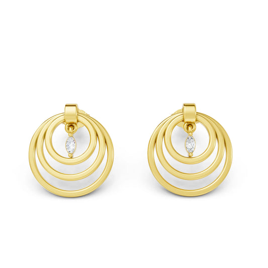 14K Gold Marquise Cut Diamond Multi Hoop Drop Earring