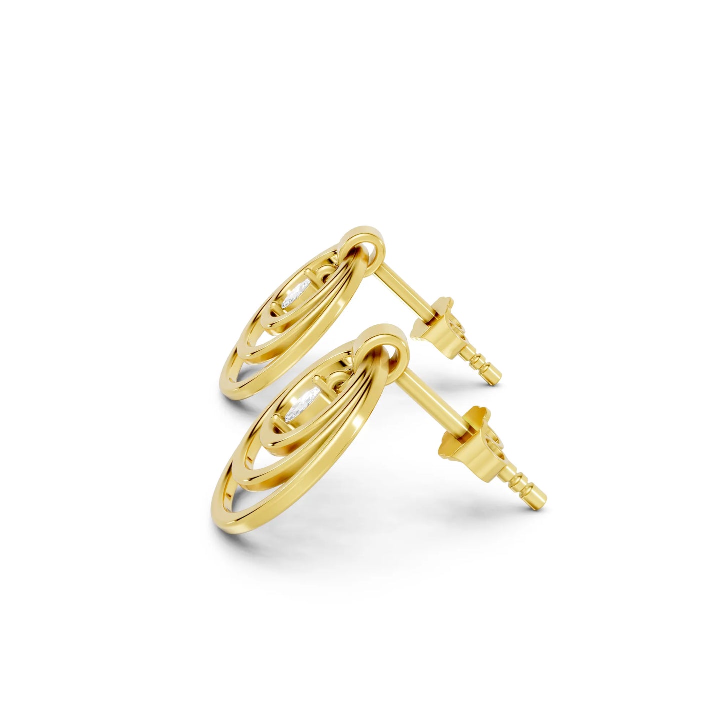 14K Gold Marquise Cut Diamond Multi Hoop Drop Earring