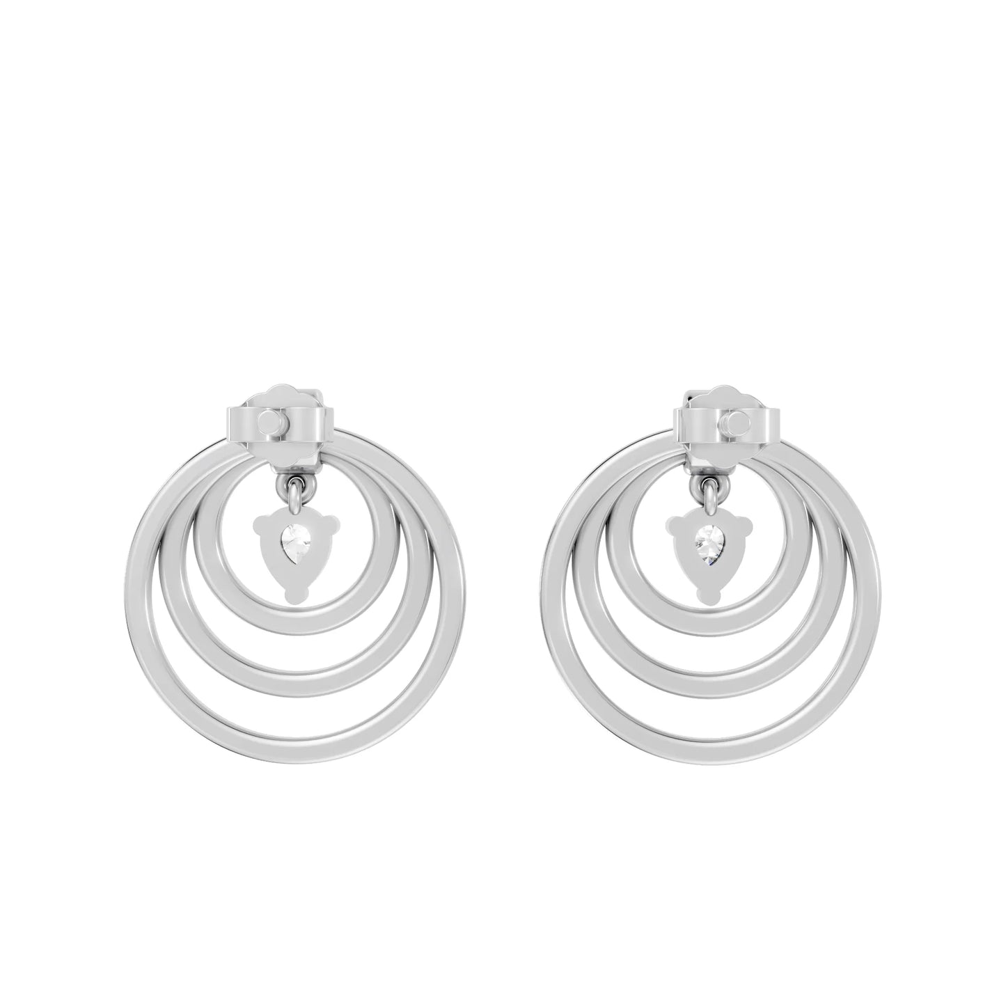 14K Gold Pear Cut Diamond Multi Hoop Drop Earring