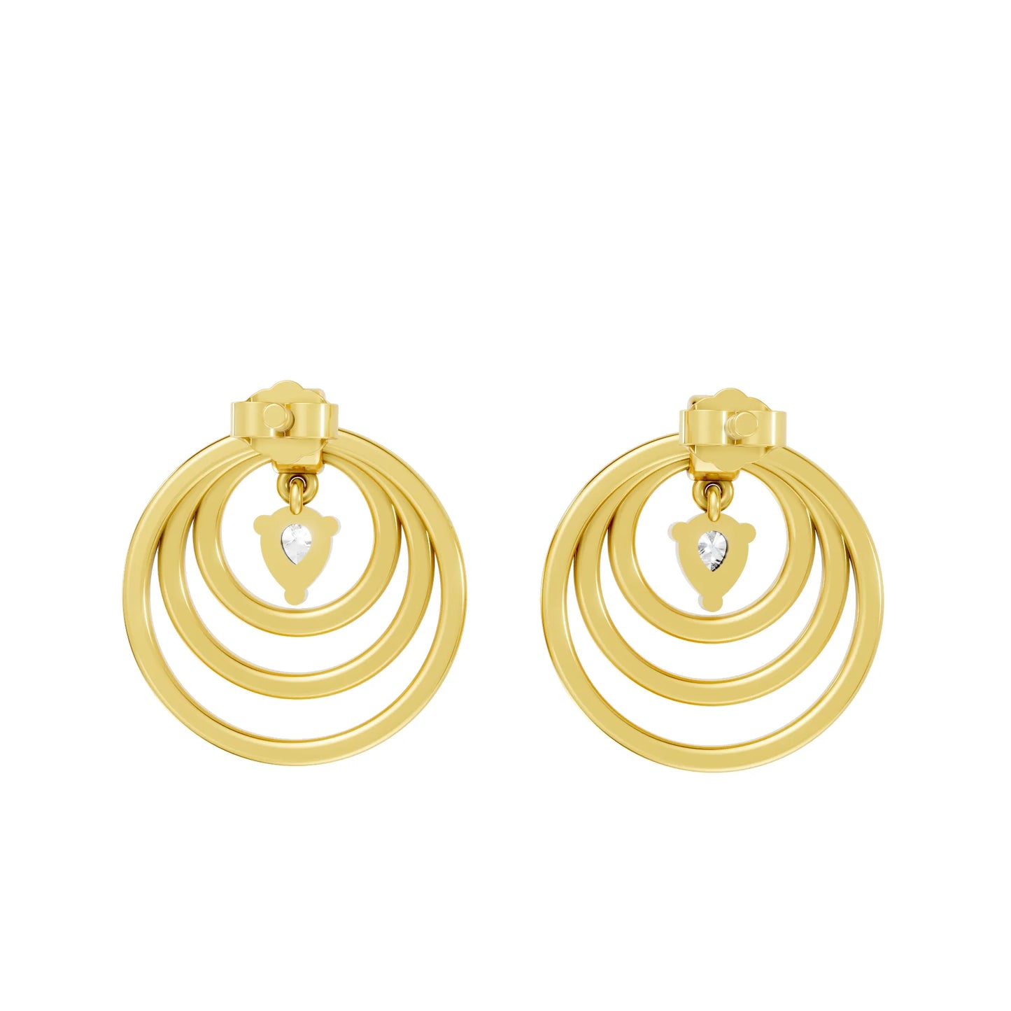 14K Gold Pear Cut Diamond Multi Hoop Drop Earring
