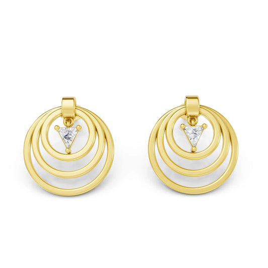 14K Gold Triangle Cut Diamond Multi Hoop Drop Earring