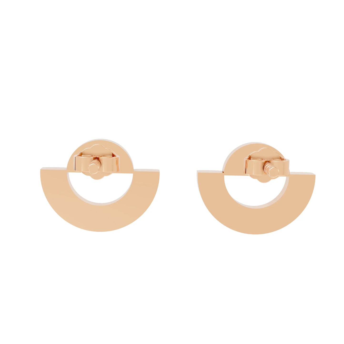 14K Gold Solid Gold Half Moon Stud Earring
