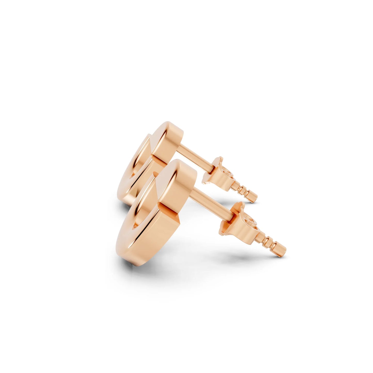 14K Gold Solid Gold Half Moon Stud Earring