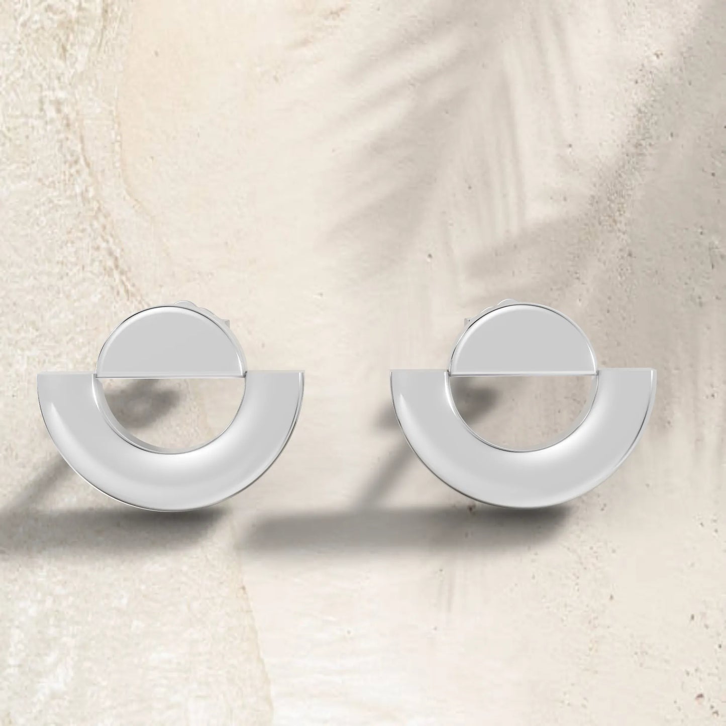 14K Gold Solid Gold Half Moon Stud Earring