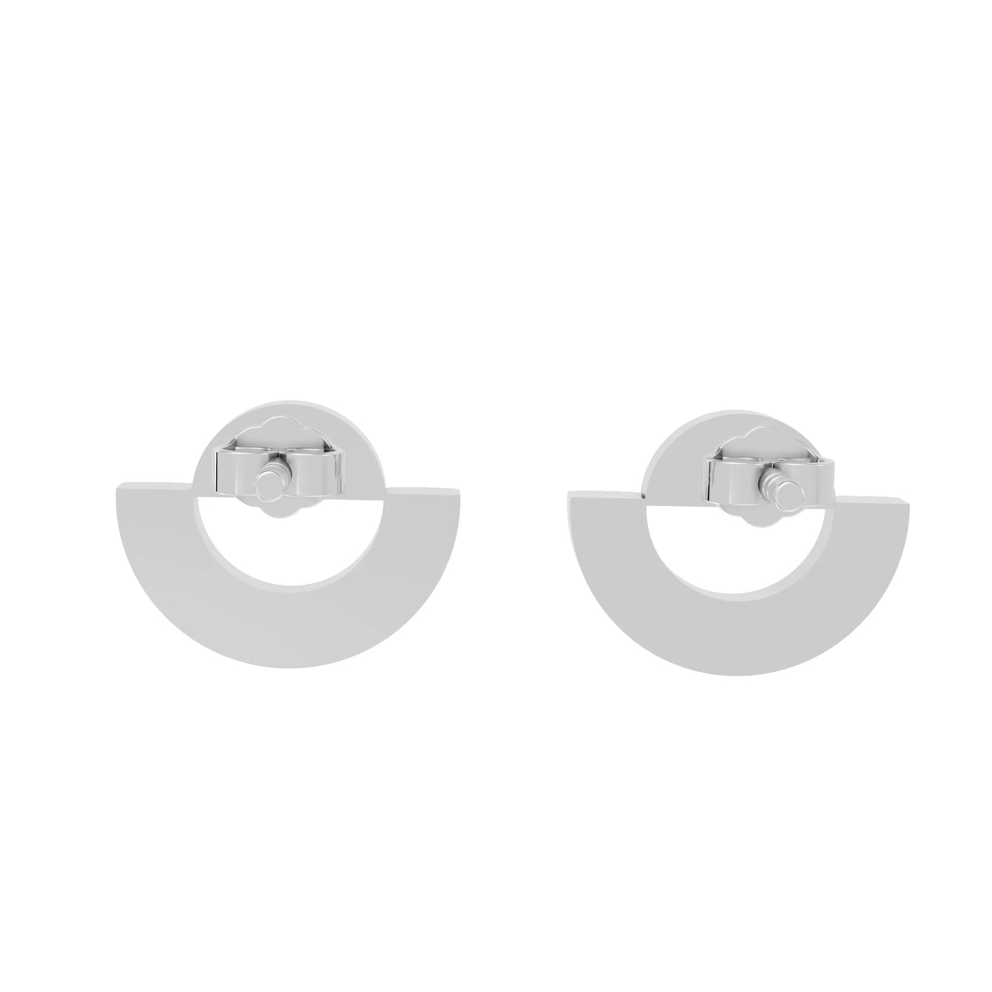 14K Gold Solid Gold Half Moon Stud Earring