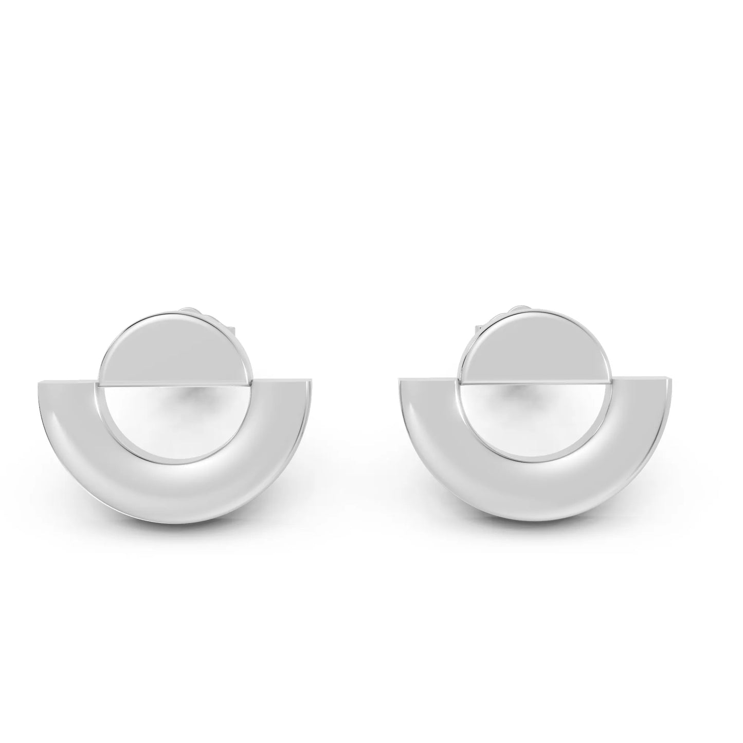 14K Gold Solid Gold Half Moon Stud Earring