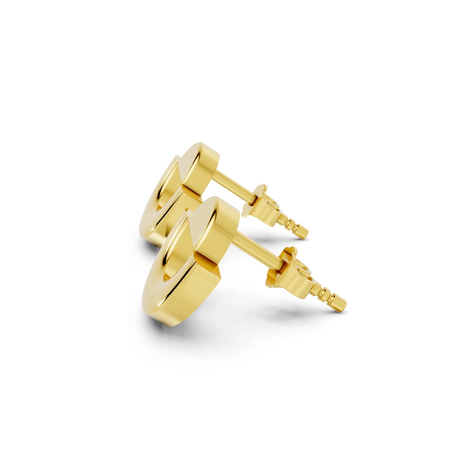 14K Gold Solid Gold Half Moon Stud Earring