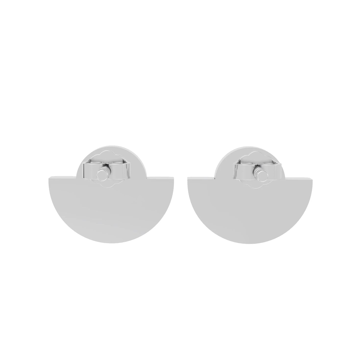 14K Gold Round Cut Diamond Half Moon Halo Stud Earring