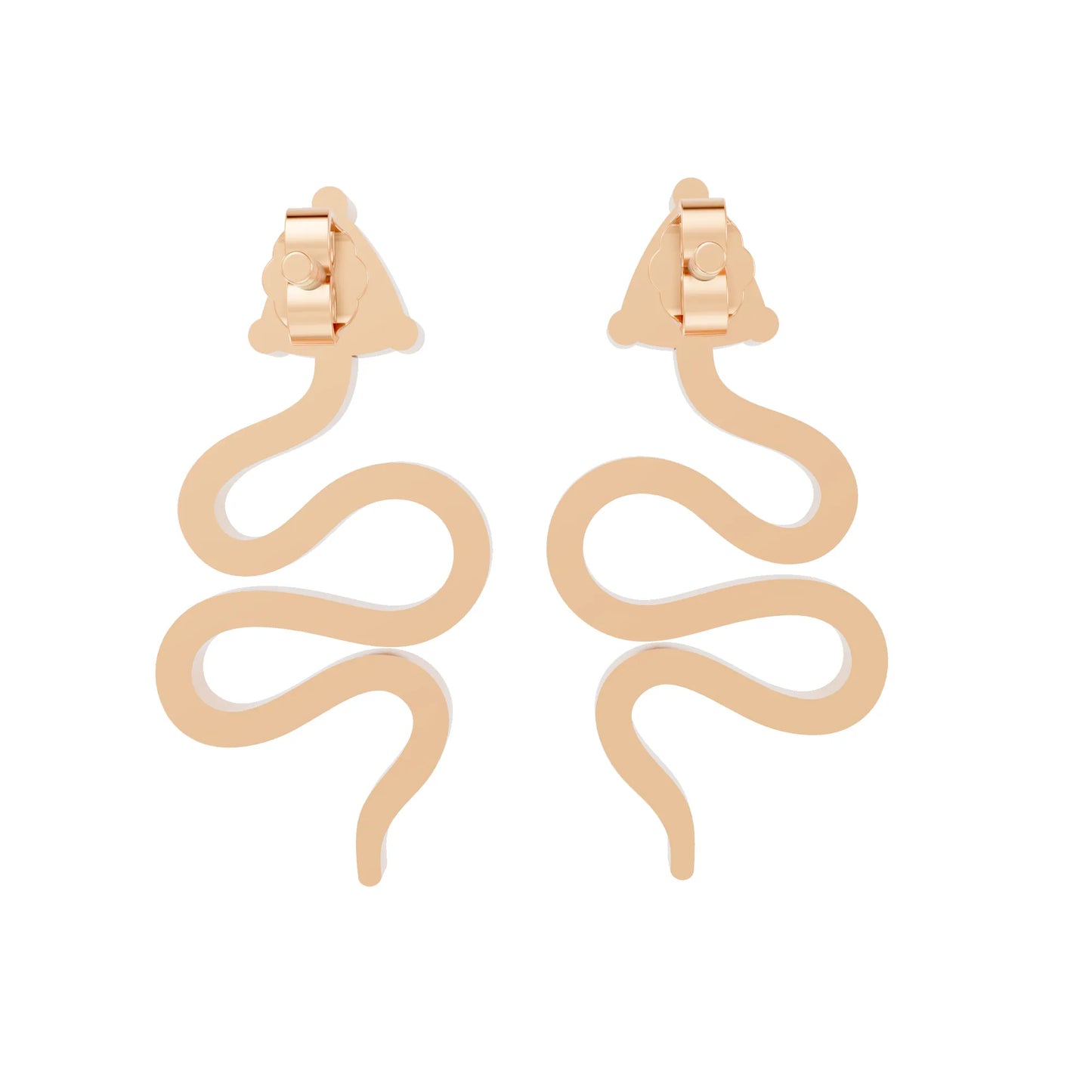 14K Gold Snake-Inspired Triangle Diamond Stud Earrings (Prong Setting)