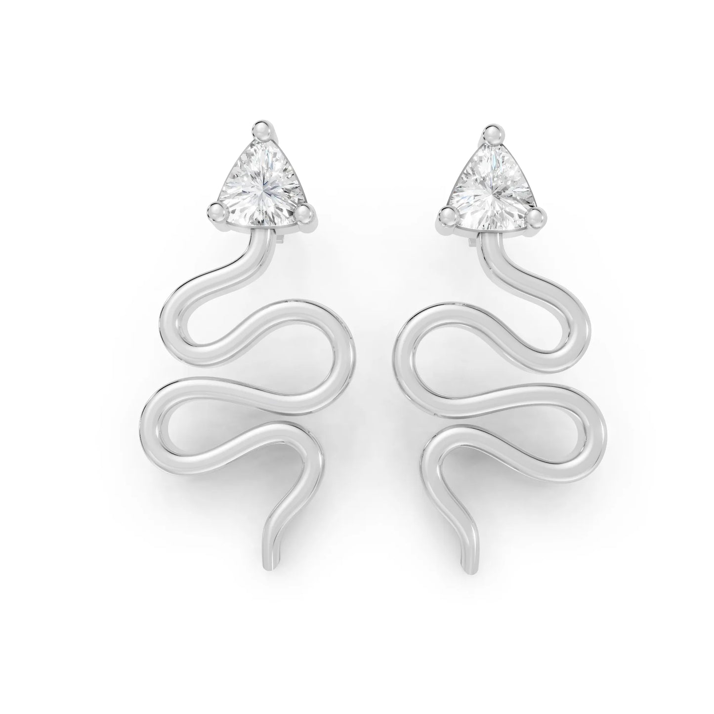 14K Gold Snake-Inspired Triangle Diamond Stud Earrings (Prong Setting)