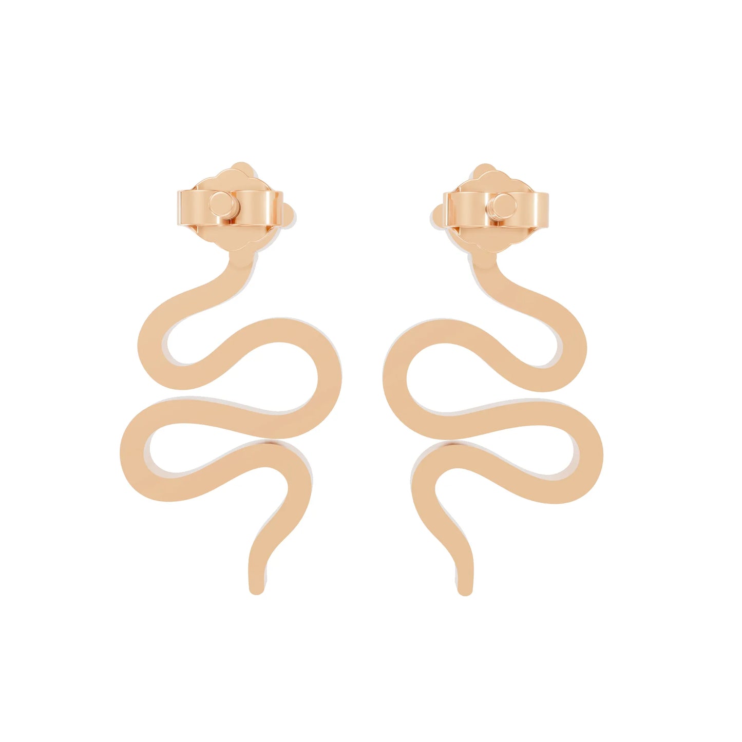 14K Gold Snake Inspired Round Diamond Earrings (Prong Setting)