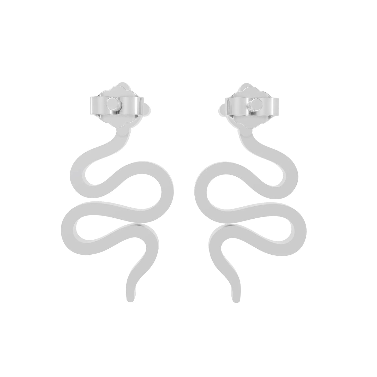 14K Gold Snake Inspired Round Diamond Earrings (Prong Setting)