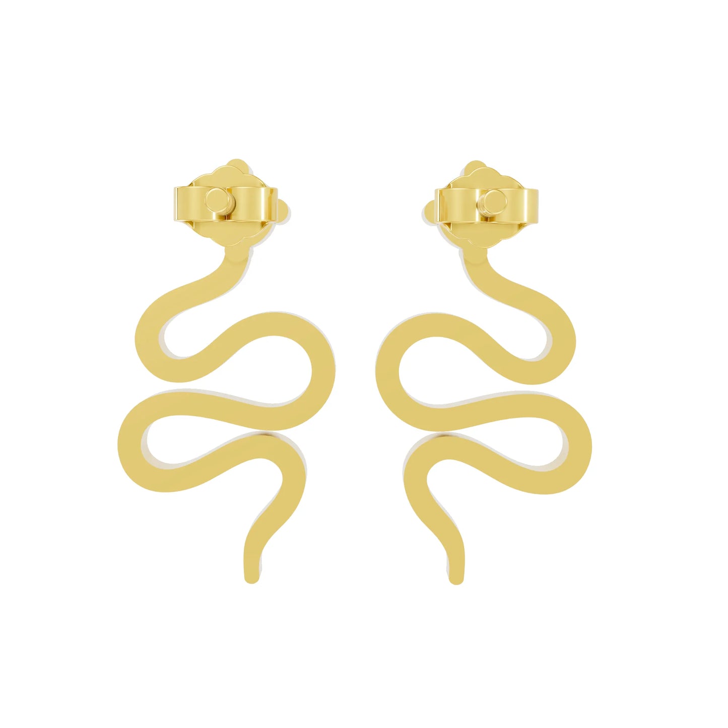 14K Gold Snake Inspired Round Diamond Earrings (Prong Setting)